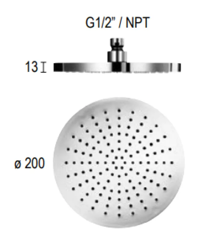 SB Round Regendouche hoofddouche kunststof 20 cm Chroom 1208955599