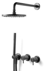 Waterevolution Flow inbouw doucheset met thermostaat regendouche en handdouche gun metal