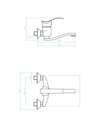 Aquadesign Sens eenhendel keuken muurkraan uitloop 150 mm chroom