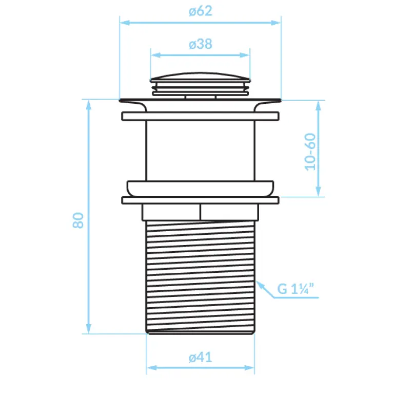 Aquadesign Push to Open afvoerplug 1.1/4 chroom wastafelplug