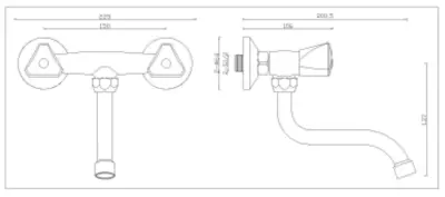 Aquadesign Lens tweegreeps keuken muurkraan chroom