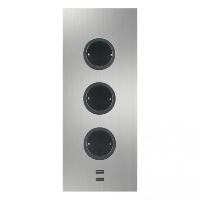 Indux  Energiezuil 3ST29 met 3 stopcontacten en 2 usb aansluitingen RVS