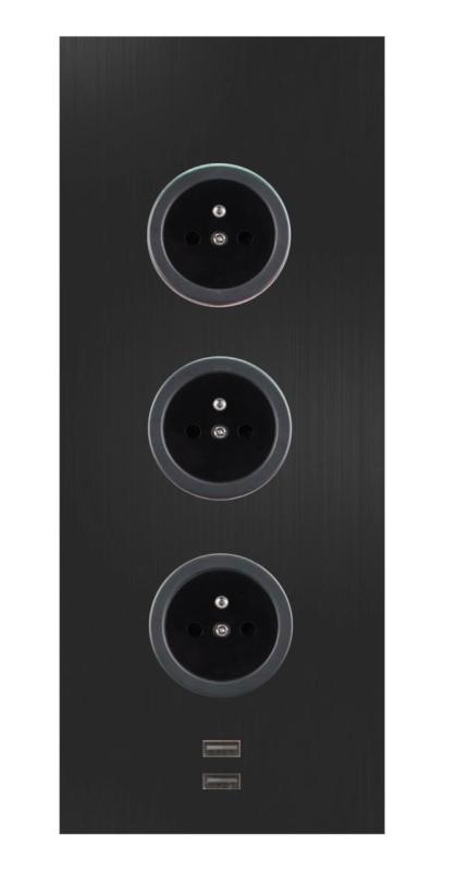 Indux Corner Еnergiezuil met 3 stopcontacten Penaarde en 2 x USB-lader Zwart 1208955898