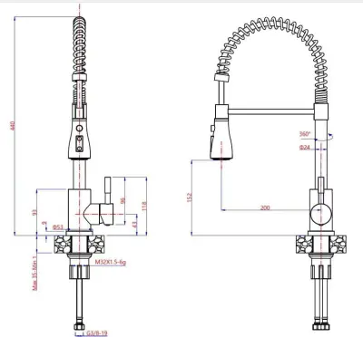 Quadri Derby keukenmengkraan met flexibele uitloop en douche met 2 straalsoorten RVS 1208955916