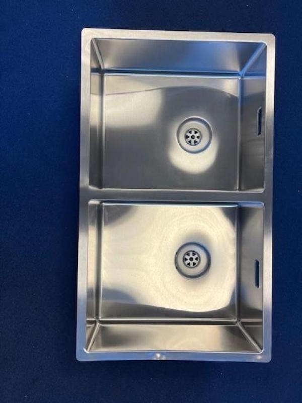 OUTLET Flens gebogen! Lorreine Superplug  rvs dubbele spoelbak 3434 cm onderbouw  1208955942