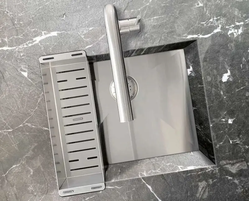 Lorreine 42WT worktop rvs spoelbak 42x42cm voor inbouw in keramiek of natuursteen 1208956234