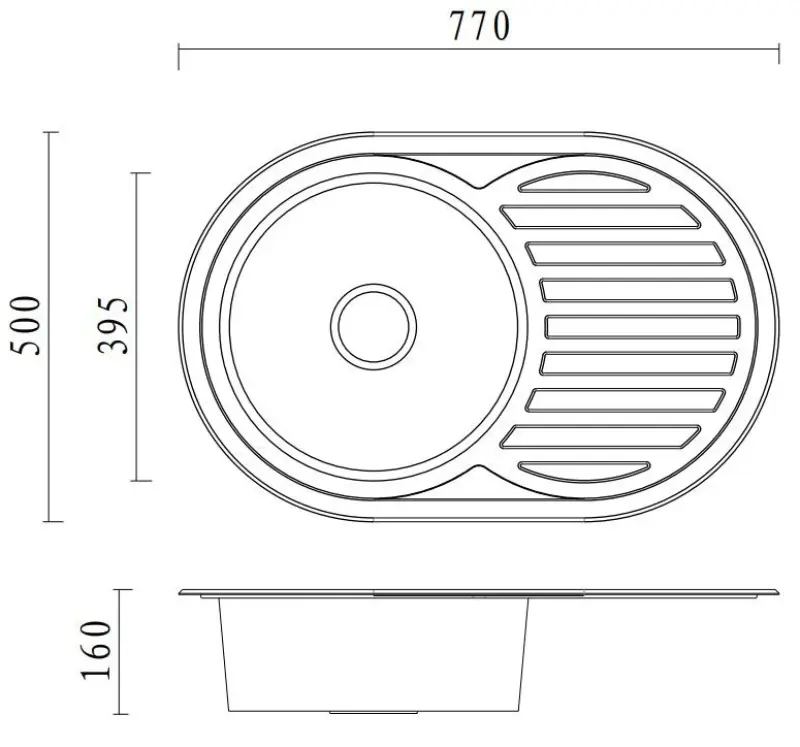 Aquadesign Basic RVS spoelbak met adruipgedeelte omkeerbaar 77x50cm opbouw 1208956287