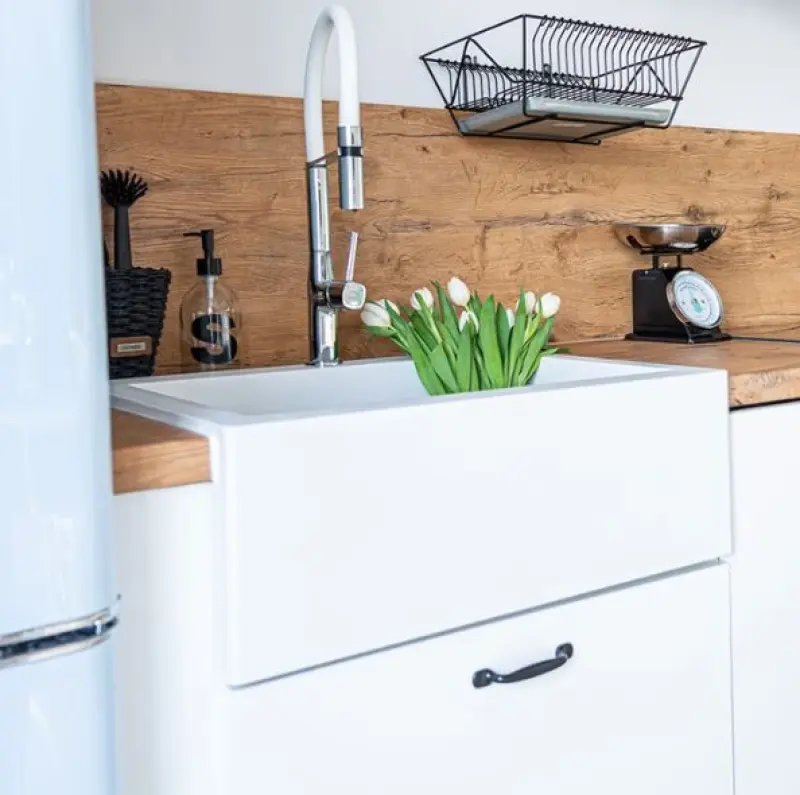 Aquadesign Farmhouse tussen of opbouw granieten spoelbak wit 58x49cm 1208956331