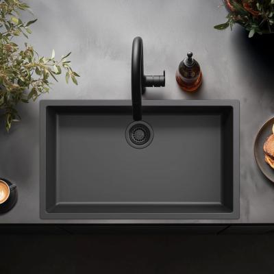 Zwarte grote spoelbak 70x40cm onderbouw opbouw en vlakbouw met zwart plug 1208956401