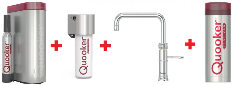 Quooker Classic Fusion Square Chroom PRO3 & CUBE Warm, koud, kokend, gefilterd, koud, bruisend water 3CFCHR+CUBE