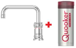 Quooker Classic Nordic Square Chroom PRO3 & CUBE Kokend, gefilterd, koud, bruisend water 3CNSCHR+CUBE