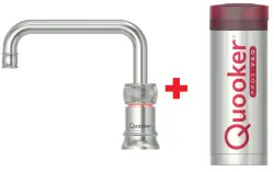 Quooker Classic Nordic Square RVS PRO3 & CUBE Kokend, gefilterd, koud, bruisend water 3CNSRVS+CUBE