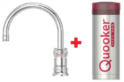 Quooker Classic Nordic Round Chroom PRO3 & CUBE Kokend, gefilterd, koud, bruisend water 3CNRCHR+CUBE