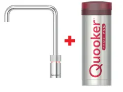 Quooker Nordic Square RVS PRO3 & CUBE Kokend, gefilterd, koud, bruisend water 3NSRVS+CUBE