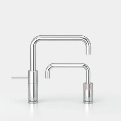 Quooker Nordic Square Twintaps Chroom PRO3 & CUBE Warm, koud, kokend, gefilterd, koud, bruisend water 3NSCHRTT+CUBE