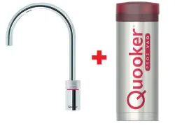 Quooker Nordic Round Chroom PRO3 & CUBE Kokend, gefilterd, koud, bruisend water 3NRCHR+CUBE