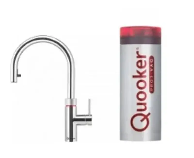 Quooker Flex Chroom PRO3 & CUBE Warm, koud, kokend, gefilterd, koud, bruisend water 3XCHR+CUBE