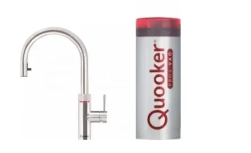 Quooker Flex RVS PRO3 & CUBE Warm, koud, kokend, gefilterd, koud, bruisend water 3XRVS+CUBE