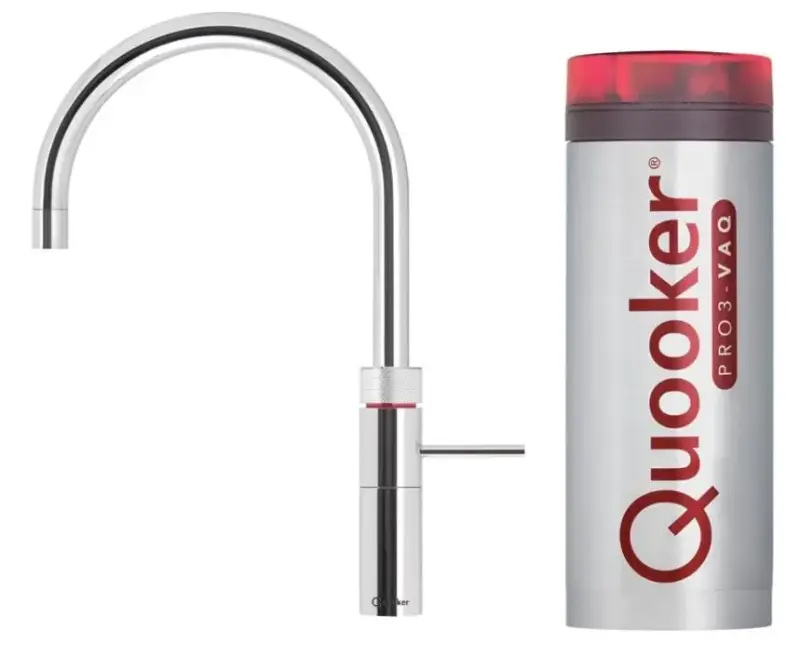 Quooker Fusion Round Chroom PRO3 & CUBE Warm, koud, kokend, gefilterd, koud, bruisend water 3FRCHR+CUBE