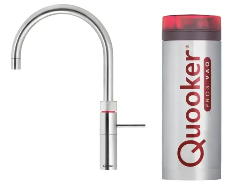 Quooker Fusion Round RVS PRO3 & CUBE Warm, koud, kokend, gefilterd, koud, bruisend water 3FRRVS+CUBE
