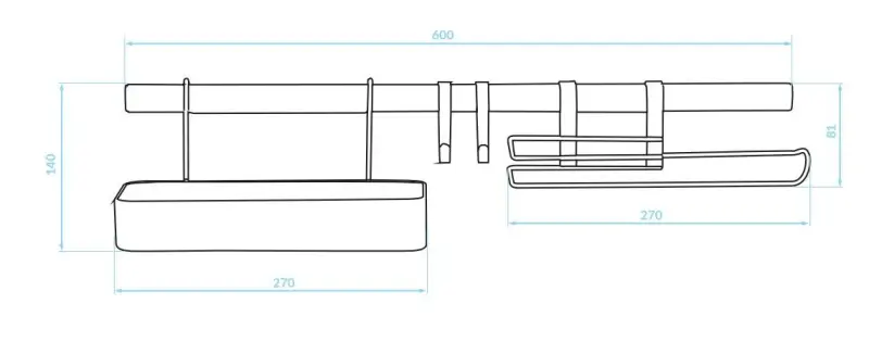 Epka Silver complete muur set met keukenrails 60cm ophanghaak kruidenbak en keukenrolhouder zilver 1208956707