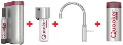 Quooker Fusion Round RVS COMBI & CUBE Warm, koud, kokend, gefilterd, koud, bruisend water 22FRRVS+CUBE