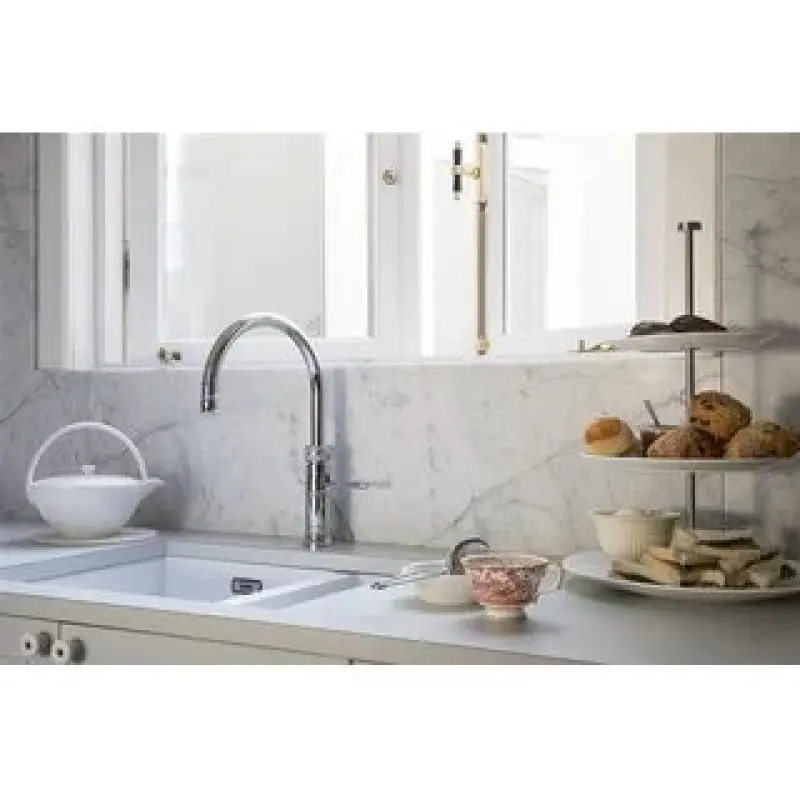 Quooker Classic Fusion Round Chroom Combi+ & CUBE Warm, koud, kokend, gefilterd, koud, bruisend water 22+CFRCHR+CUBE