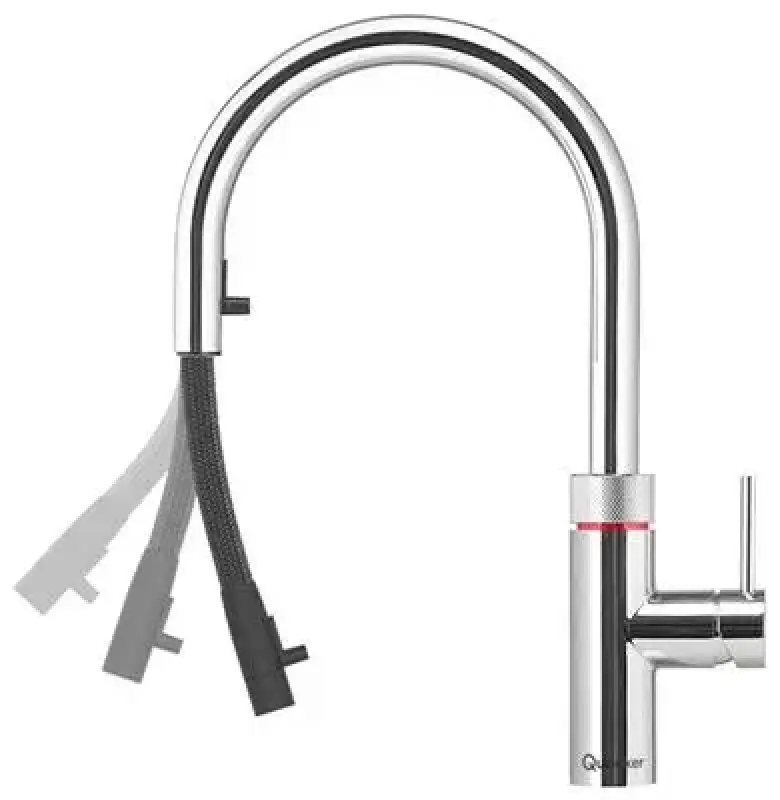 Quooker Flex Chroom Combi+ & CUBE Warm, koud, kokend, gefilterd, koud, bruisend water 22+XCHR+CUBE