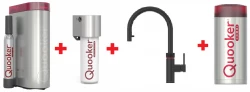 Quooker Flex Zwart COMBI & CUBE Warm, koud, kokend, gefilterd, koud, bruisend water 22XBLK+CUBE