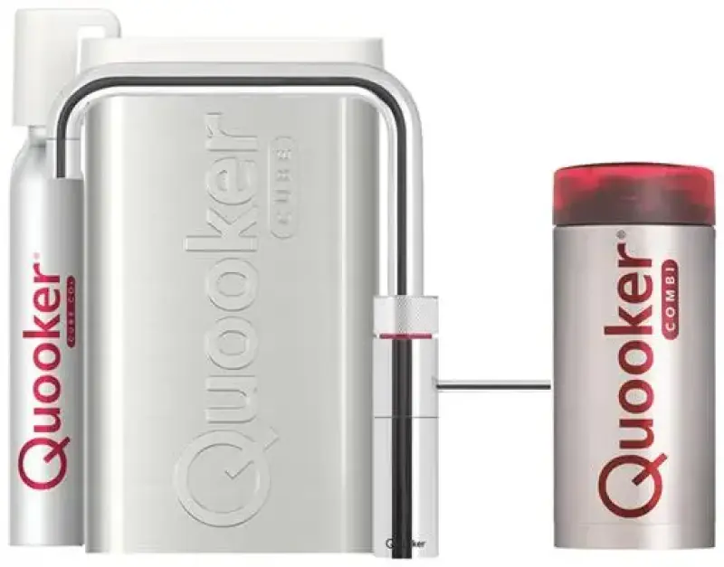 Quooker Fusion Square Chroom Combi+ & CUBE Warm, koud, kokend, gefilterd, koud, bruisend water 22+FSCHR+CUBE