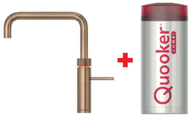 Quooker Fusion Square Messing natuur COMBI+ Warm, koud, kokend water 22+FSPTN
