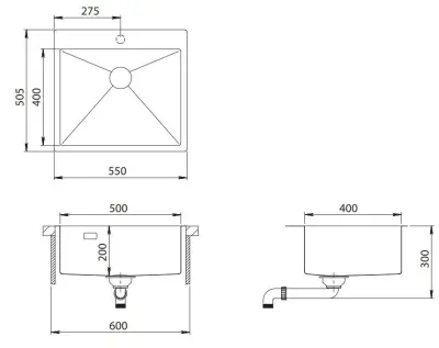 Ausmann Turt koperen spoelbak PVD Copper 55x51 mm met kraangat onderbouw vlakbouw en opbouw 1208956939