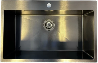 Ausmann Turt grote gun metal spoelbak pvd antraciet PVD 79x50mm met kraangat onderbouw vlakbouw en opbouw 1208956940