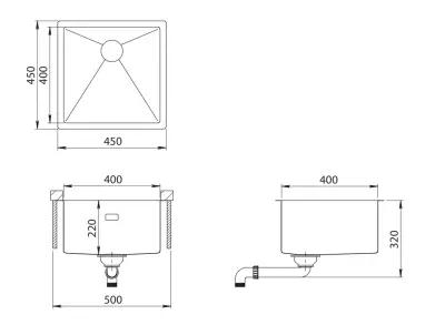 Ausmann Turt koperen spoelbak PVD NANO Copper 40x40 onderbouw vlakbouw en opbouw 1208956945