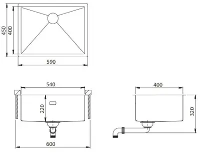 Ausmann Turt koperen spoelbak copper PVD 54x40 onderbouw vlakbouw en opbouw 1208956948