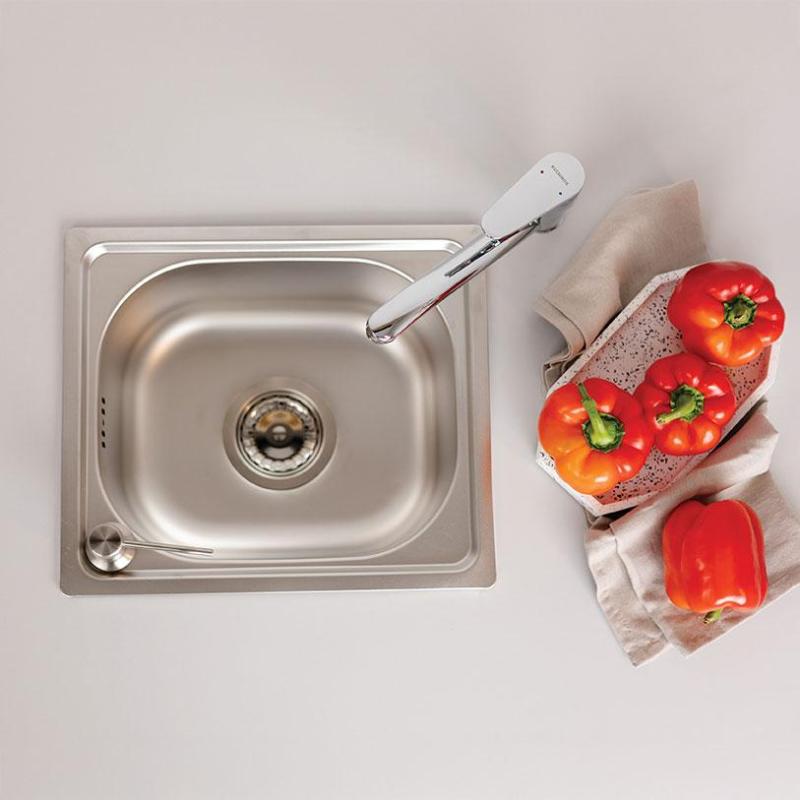 Ausmann Basic kleine rvs opbouw spoelbak 33x38 cm inclusief sifon 1208956972