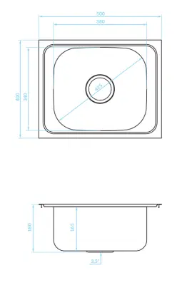 Ausmann Basic linnenmotief rvs opbouw spoelbak 50x40 cm inclusief sifon 1208956977