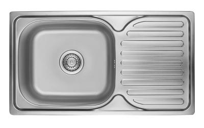 Ausmann Basic rvs opbouw spoelbak met afdruip omkeerbaar 76x42 cm inclusief sifon 1208956978