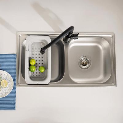 Ausmann Basic dubbele rvs opbouw spoelbak  78x43 cm inclusief sifon 1208956995