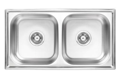Ausmann Basic dubbele rvs opbouw spoelbak  78x43 cm inclusief sifon 1208956995