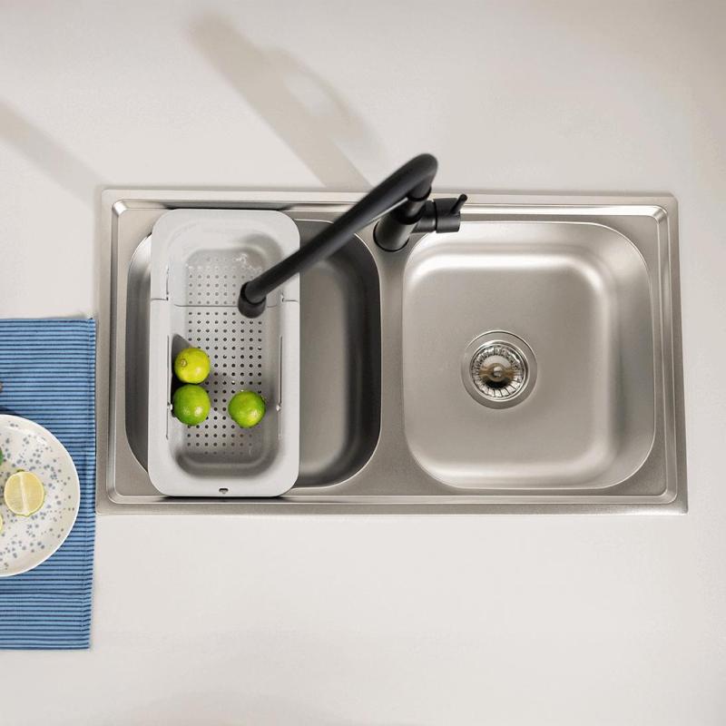 Ausmann Basic dubbele rvs opbouw spoelbak  78x43 cm inclusief sifon 1208956995