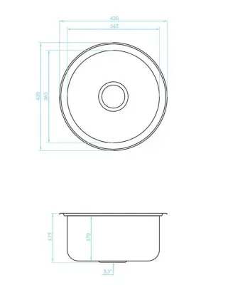 Ausmann Basic ronde rvs spoelbak opbouw 43cm inclusief sifon 1208956999
