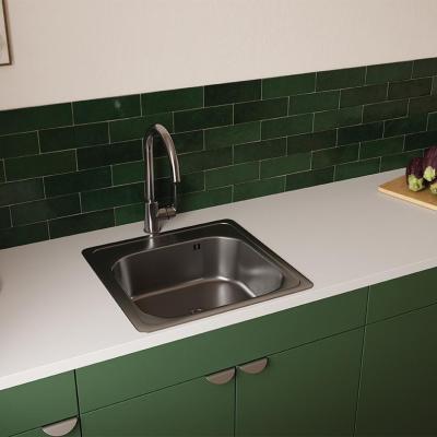 Ausmann Basic rvs opbouw spoelbak 48x48 cm met kraangatbank inclusief sifon 1208957000