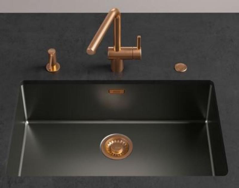 Franke Mythos masterpiece Korfplugset gun metal met drukknop tbv automatische lediging 112.0653.035