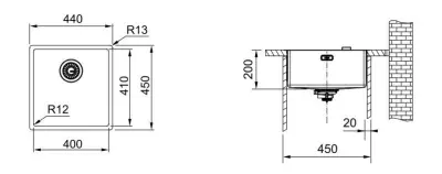 Franke Mythos Masterpiece BXM 210.40 PVD Goud Spoelbak 400x410mm Vlakbouw en Onderbouw 127.0674.582