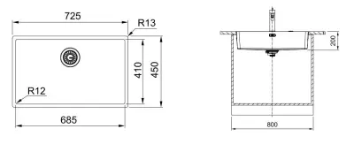 Franke Mythos Masterpiece BXM 210.68 Grote Gun Metal PVD 685x410mm Vlakbouw en Onderbouw Spoelbak 127.0674.440