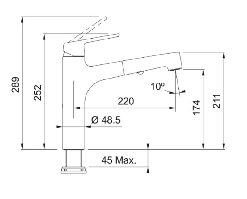 Franke Lift mat zwarte Keukenkraan met uittrekbare sproeikop 115.0621.670