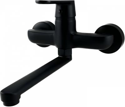 AquaTrimo Chopin zwarte muurkraan met onder uitloop 235mm 21CP7075SW