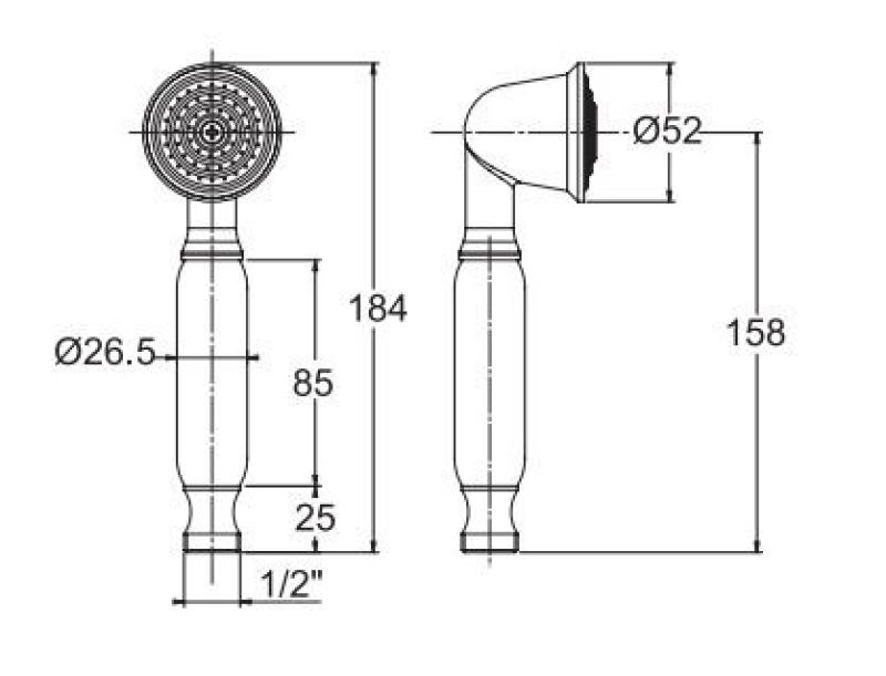 PB klassieke bronzen  handdouche met wit handvat 1208957104