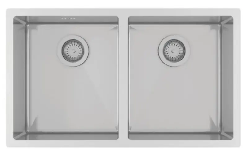 Ausmann Oder dubbele rvs spoelbak 76x45cm met 2 bakken 34x40 vlakbouw onderbouw en opbouw extra diep 22cm 1208957116